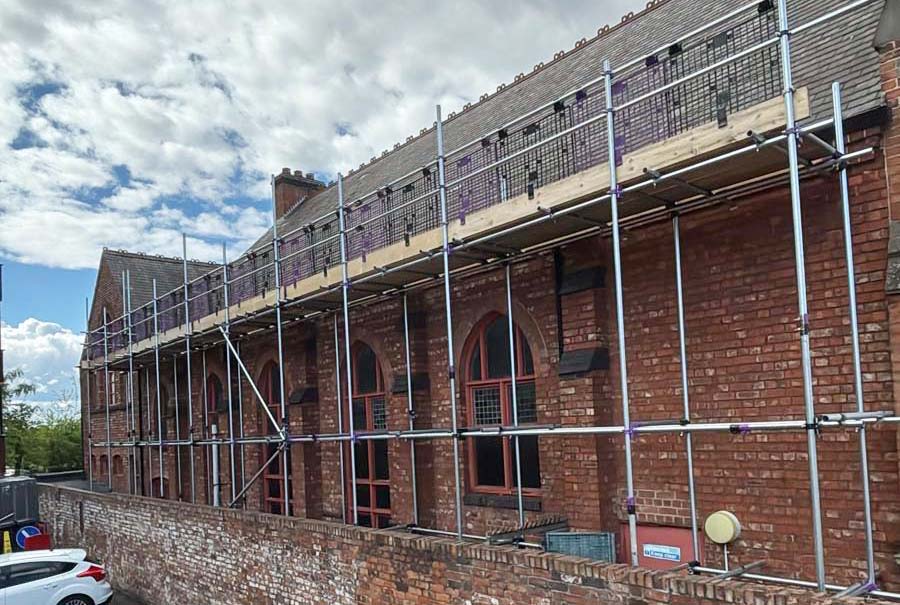 Scaffolding on UK church