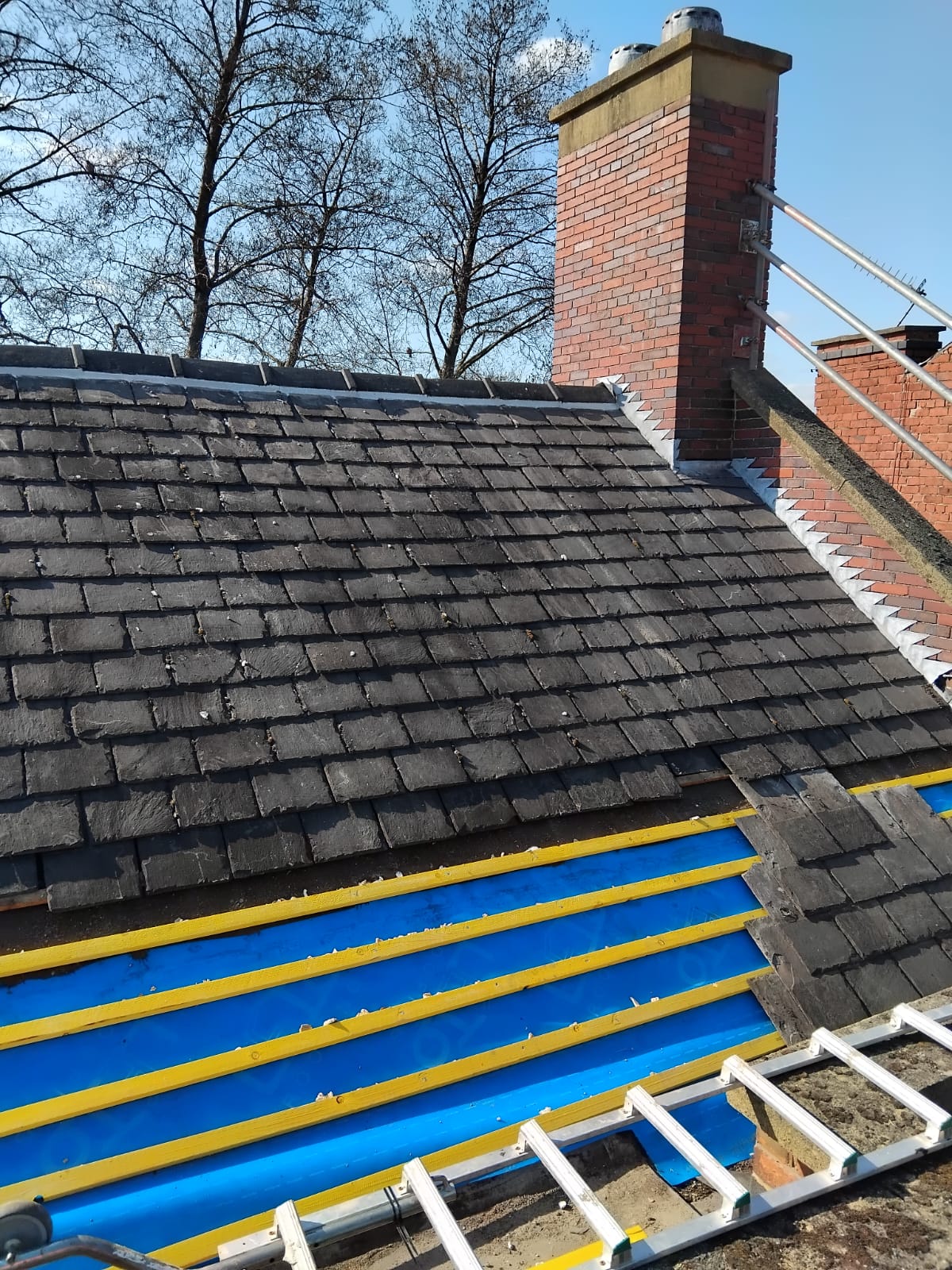 Roof in the process of getting re tiled
